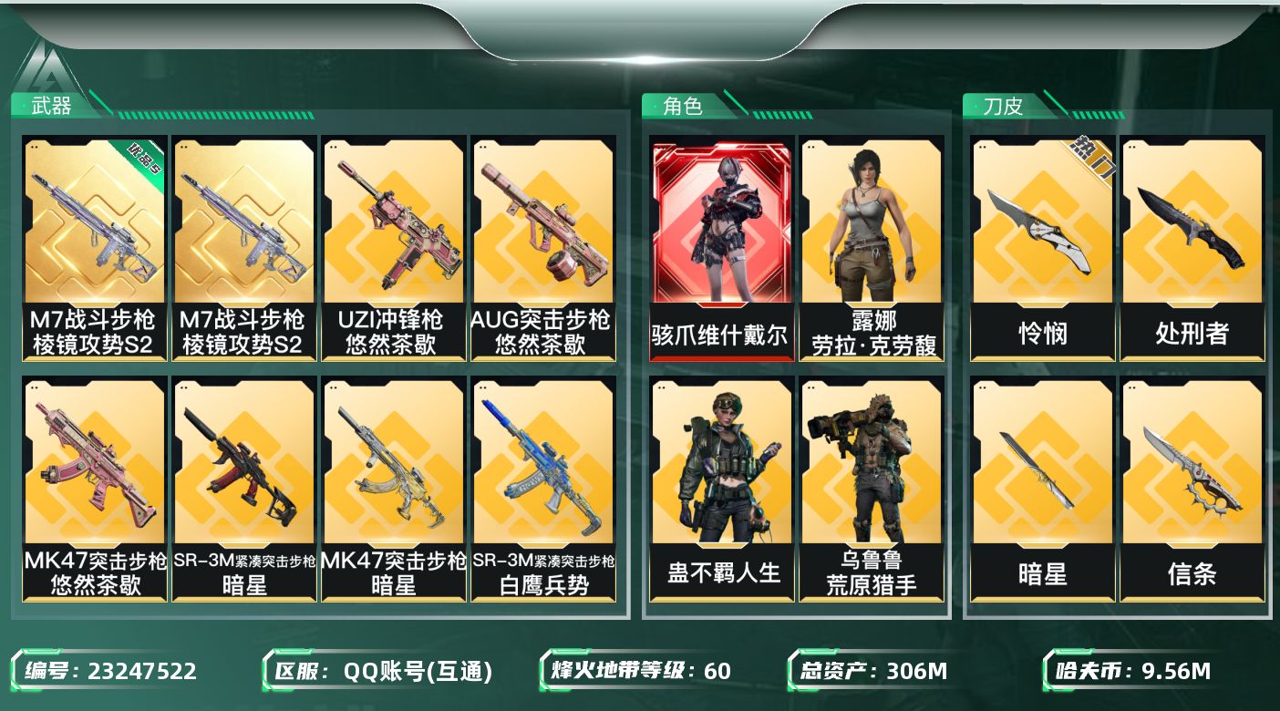 三角洲行动账号QQ【SJZEHC705】EHC20064  90aw/32咖啡豆  维什戴尔  暗星/信条/怜悯
30