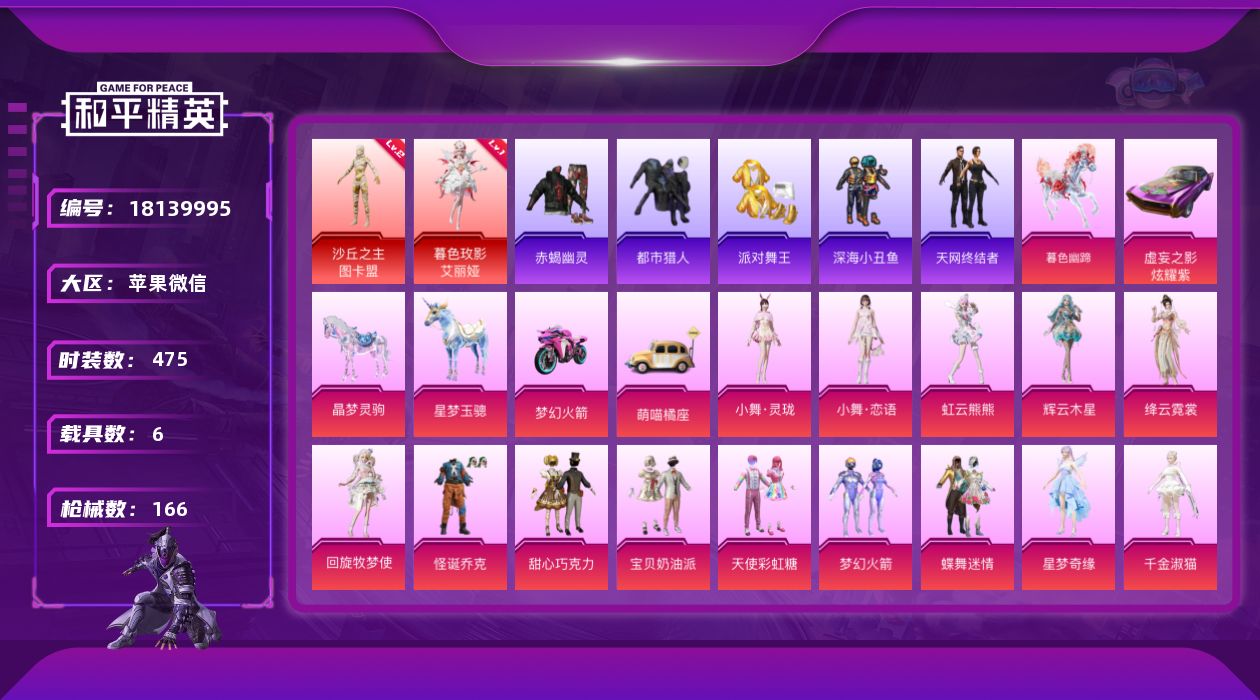 和平精英账号苹果微信[18139995]2红装 23粉装 10特效枪 6载具 4印记 可二次 可修改实名 
【二级神装】