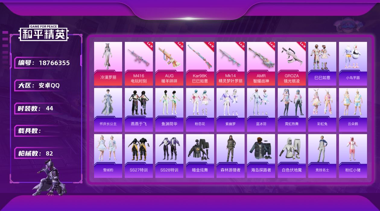 和平精英账号安卓QQW5683   可立即换绑无需挂单养号    安卓 手Q-1粉装-6特效枪-0载具-23910热力值