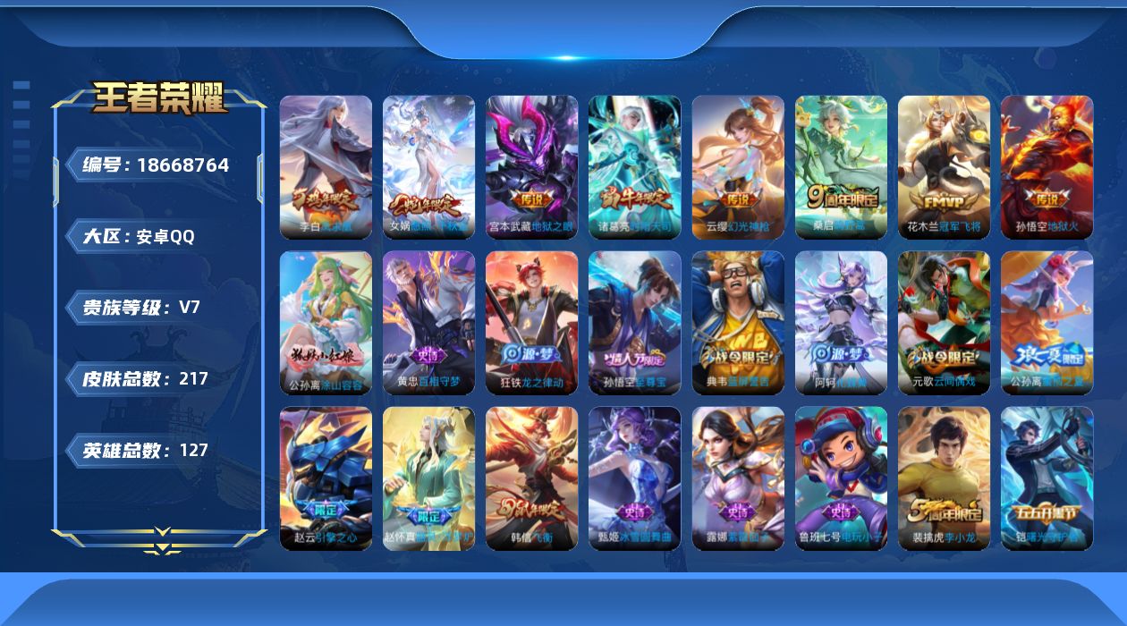 WZQM4304357王者荣耀账号详情图13