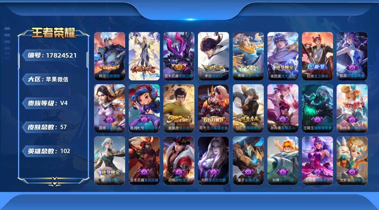 WZQM4245536王者荣耀账号详情图13 WZQM4245536王者荣耀账号详情图13