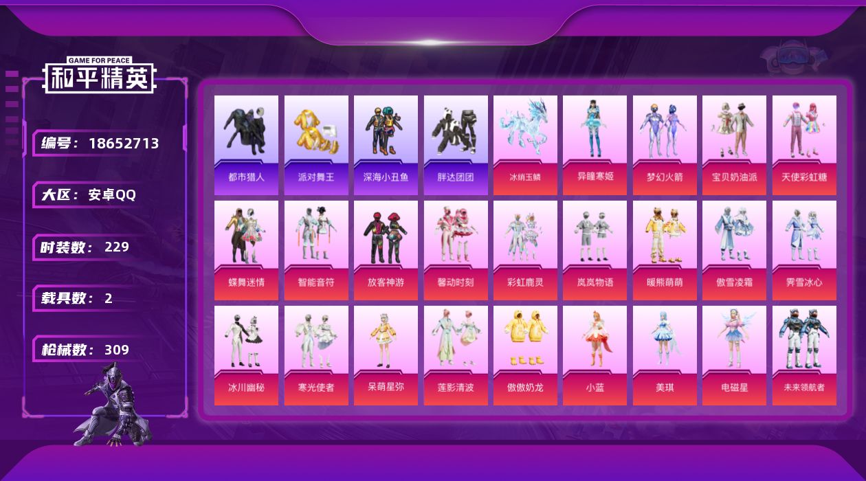 和平精英账号安卓QQ[18652713]【AUG-星梦奇缘 精品公主女号热门居多 火箭都市金鞋小丑鱼胖达哥特番茄花仙子小舞等精品】安卓 手Q-31粉装-14特效枪-2载具-8粉色飞行器-103178热力值-12王牌印记-