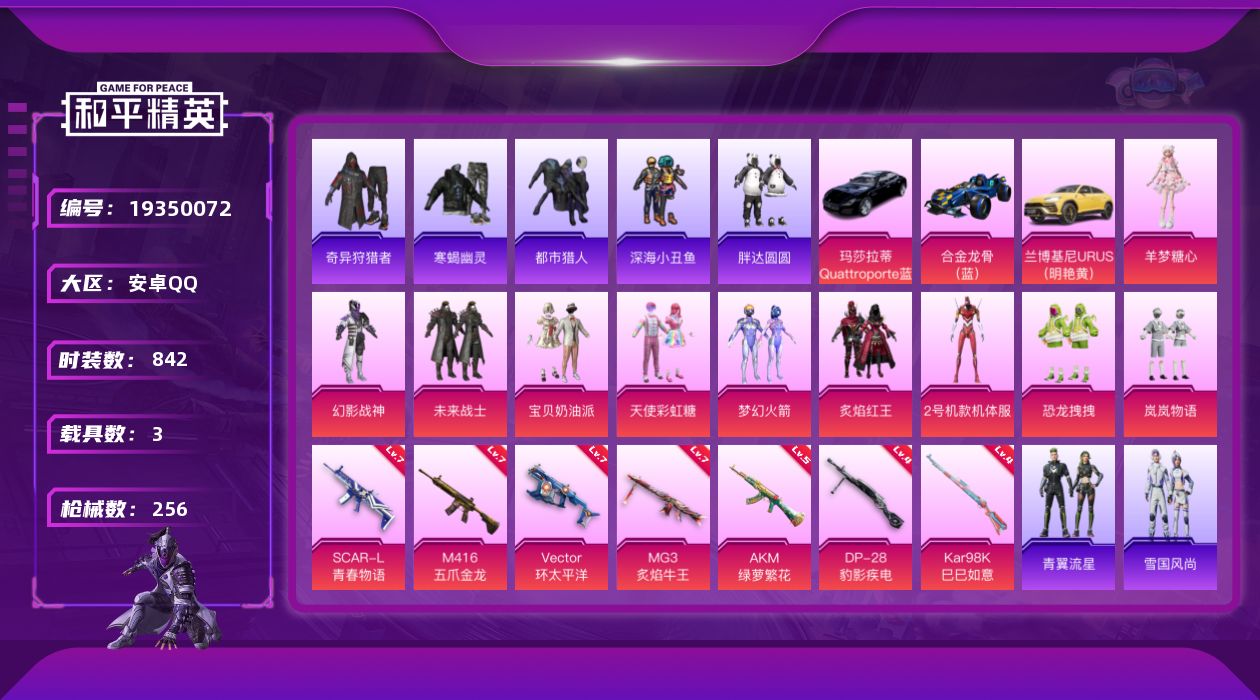 和平精英账号安卓QQ10粉装 7特效枪 3载具 19印记 可二次 可修改实名 
【热门装扮】2号机款机体服(红螳螂),奇