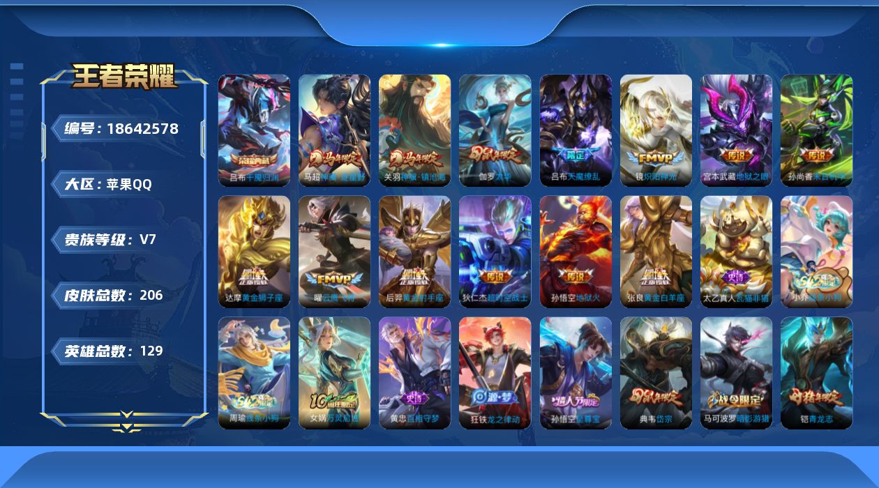 WZQM4300740王者荣耀账号详情图16