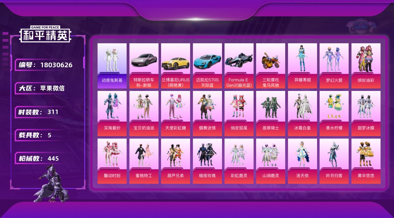 和平精英账号苹果微信[18030626]【号有限制 具体看图！只能当做游戏号 不影响游戏正常使用】实名: 可修改 时装数