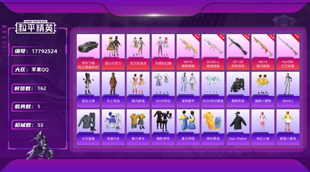 和平精英账号苹果QQ3粉装 5特效枪 1载具 5印记 可二次 可修改实名 
【热门装扮】甜心巧克力,天使彩虹糖,宝贝奶油