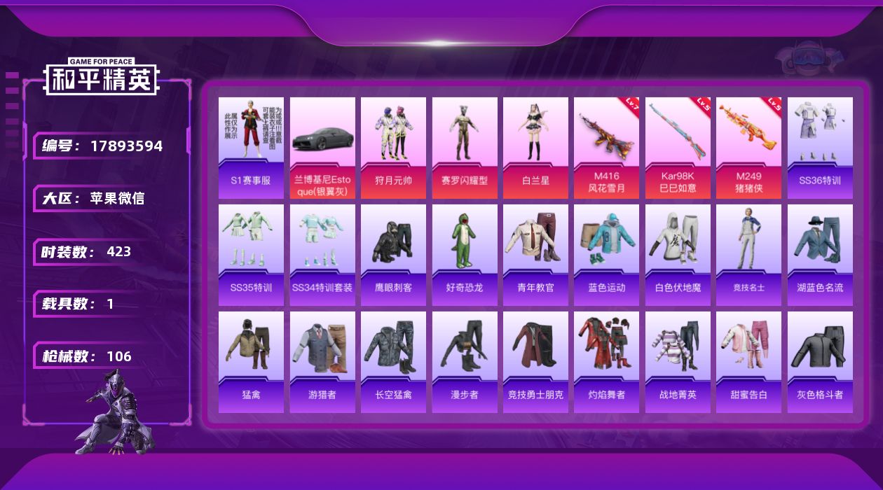 和平精英账号苹果微信[17893594]3粉装 3特效枪 1载具 3印记 可二次 可修改实名 
【热门装扮】赛罗闪耀型(