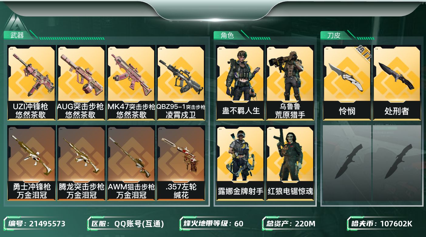 三角洲行动账号QQ【SJZDHC3154】DHC70448 怜悯-197M流动-5金皮 220m总资产-107602k