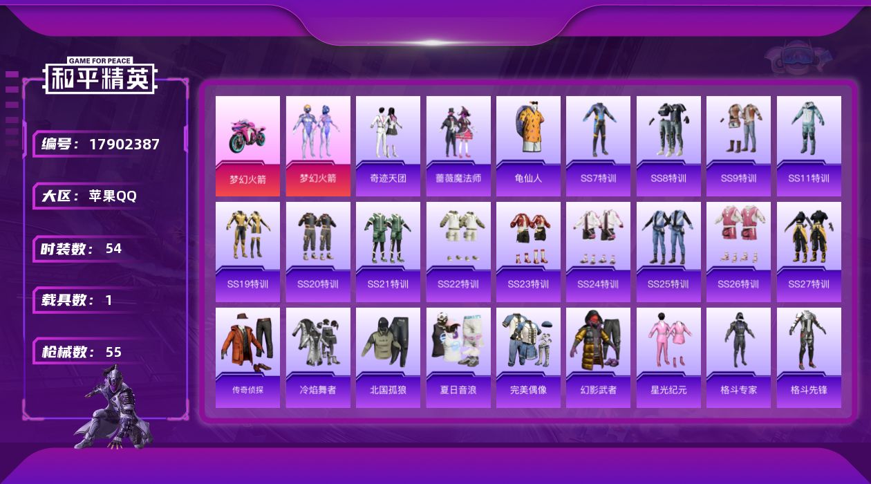 和平精英账号苹果QQ[17902387]可二次【特价出售/店主推荐】苹果 手Q-1粉装-1载具-1粉色飞行器-17932热力值-5王牌印记-54套装-55枪皮【热门品类】：粉装-梦幻火箭，套装-龟仙人【粉色套装】：粉装-