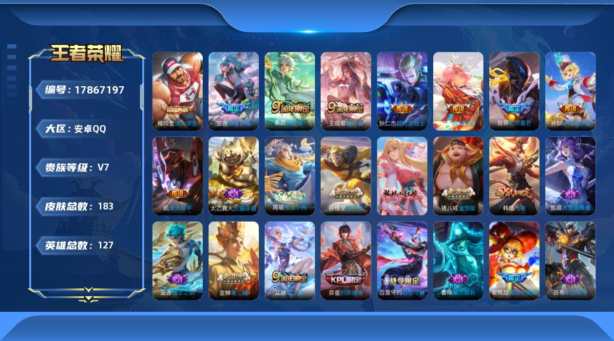 WZQM4249180王者荣耀账号详情图17