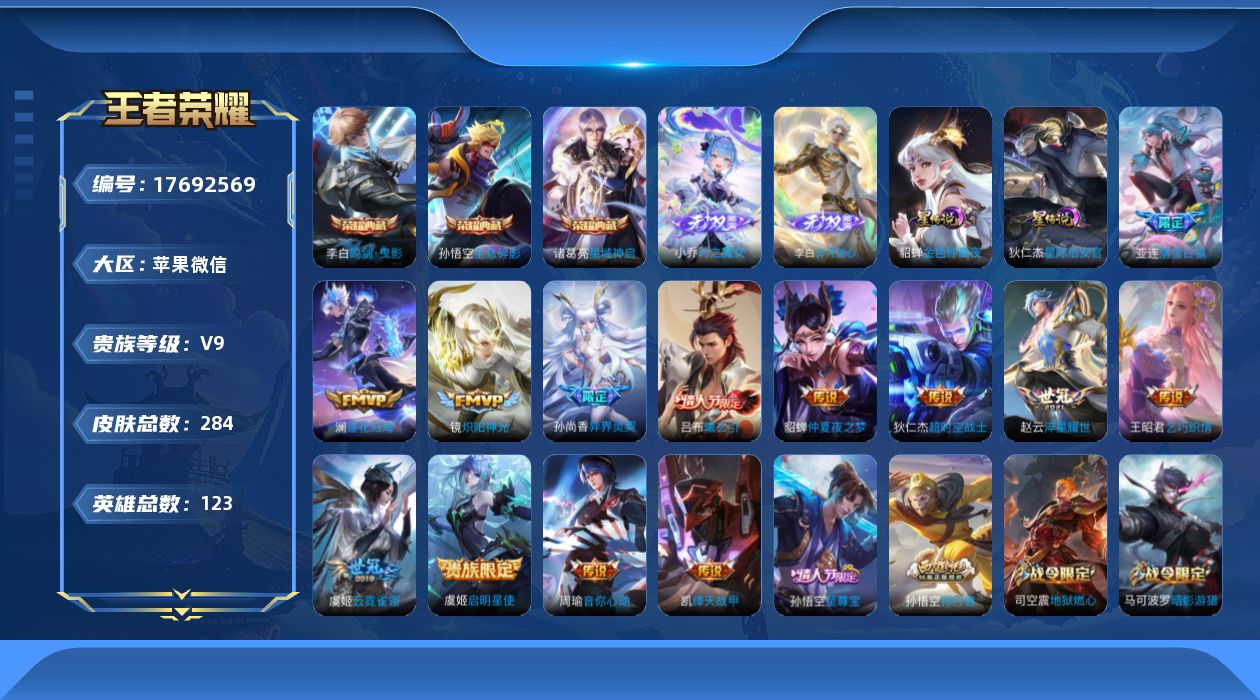 WZQM4234116王者荣耀账号详情图22 WZQM4234116王者荣耀账号详情图22