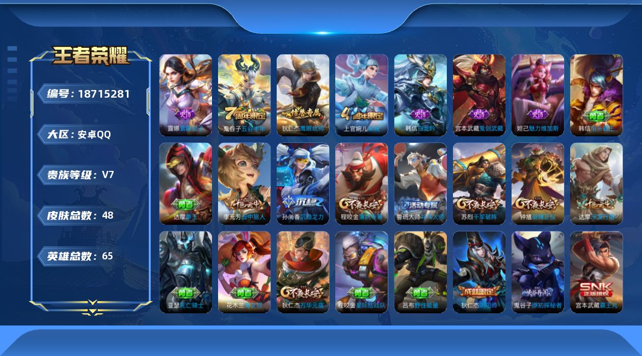 WZQM4307440王者荣耀账号详情图14