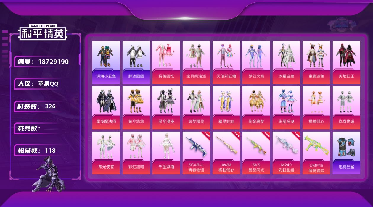 和平精英账号苹果QQ19粉装 5特效枪 7印记 可二次 可修改实名 
【热门装扮】千金淑猫,梦幻火箭(新101) ,粉色