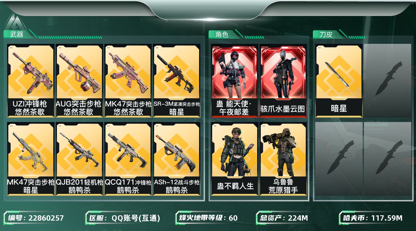 三角洲行动账号QQ【SJZDHC3670】DHC43197 非洲之星-海洋之泪-午夜邮差--水墨云图-5金-185m流