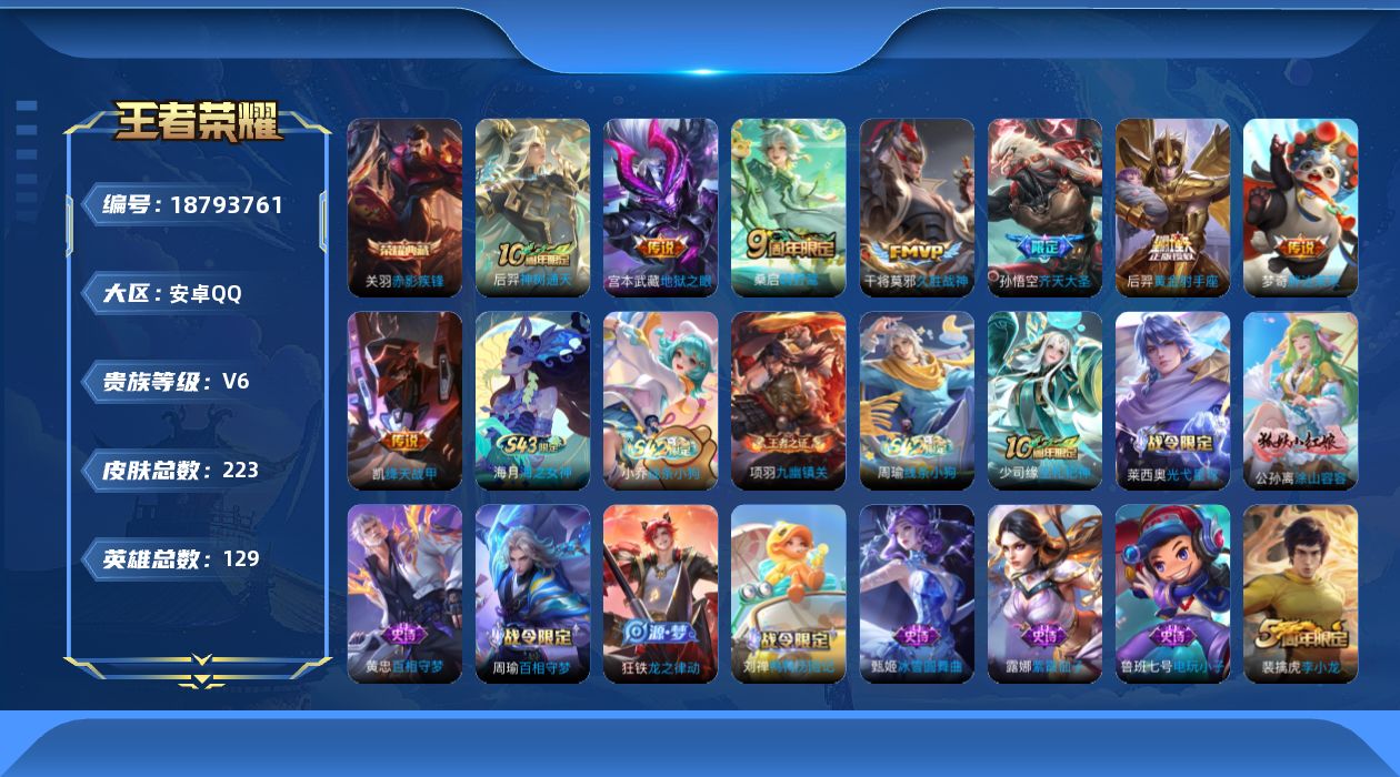 WZQM4313224王者荣耀账号详情图13