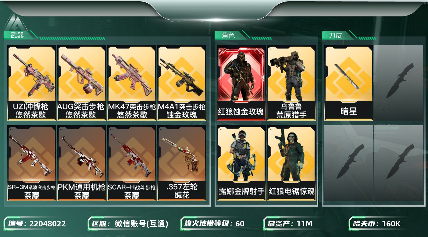 三角洲行动账号VXJ383可立即换绑无需挂单11m总资产-160k哈夫币-60烽火等级-铂金-8战场等级-列兵
【干员