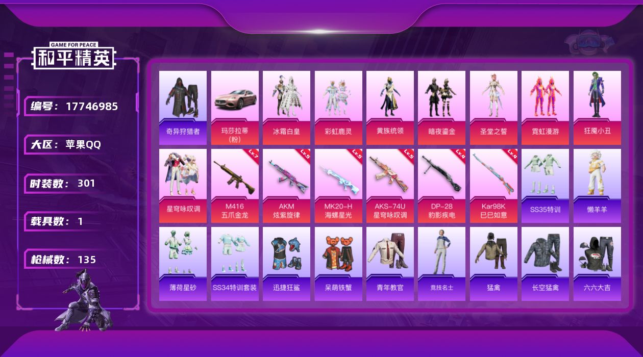 和平精英账号苹果QQ[17746985]8粉装 6特效枪 1载具 7印记 可二次 可修改实名 
【热门装扮】奇异狩猎者,