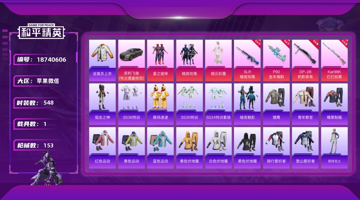 和平精英账号苹果微信[18740606]3粉装 4特效枪 1载具 13印记 可二次 可修改实名 
【热门装扮】巡查员衣服