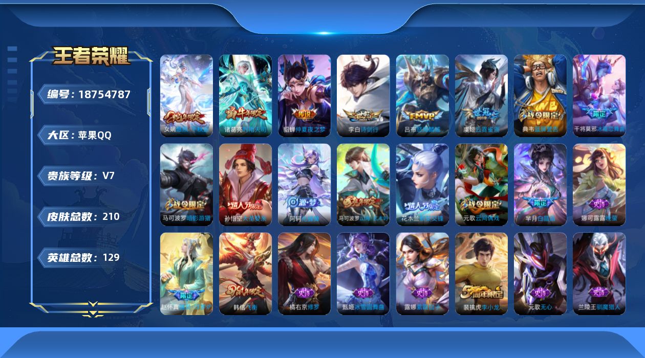 WZQM4310022王者荣耀账号详情图14