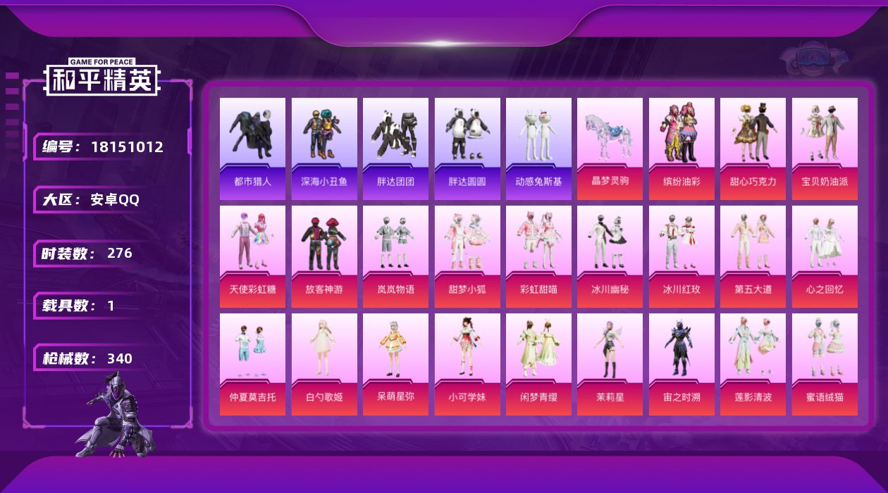 和平精英账号安卓QQ[18151012]裙子号/ 带492点券【特价出售/店主推荐】安卓 手Q-40粉装-15特效枪-1载具-14粉色飞行器-121926热力值-12王牌印记-276套装-340枪皮
【热门品类】：粉装-