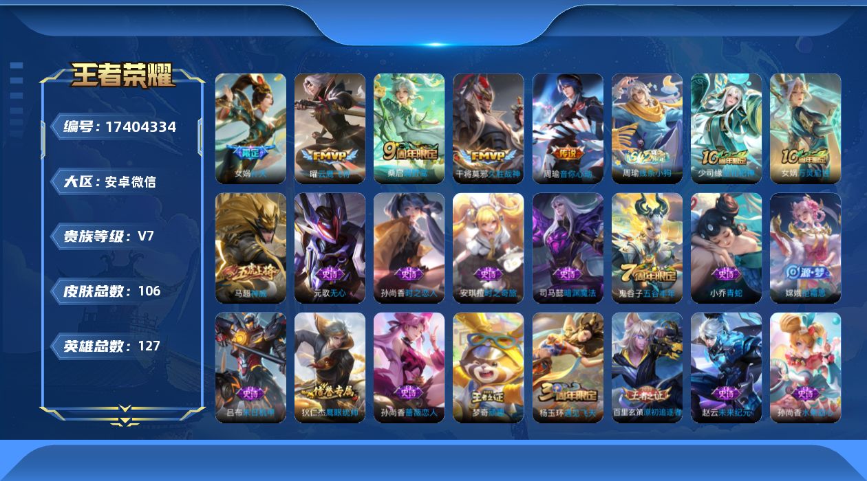 WZQM4207804王者荣耀账号详情图13