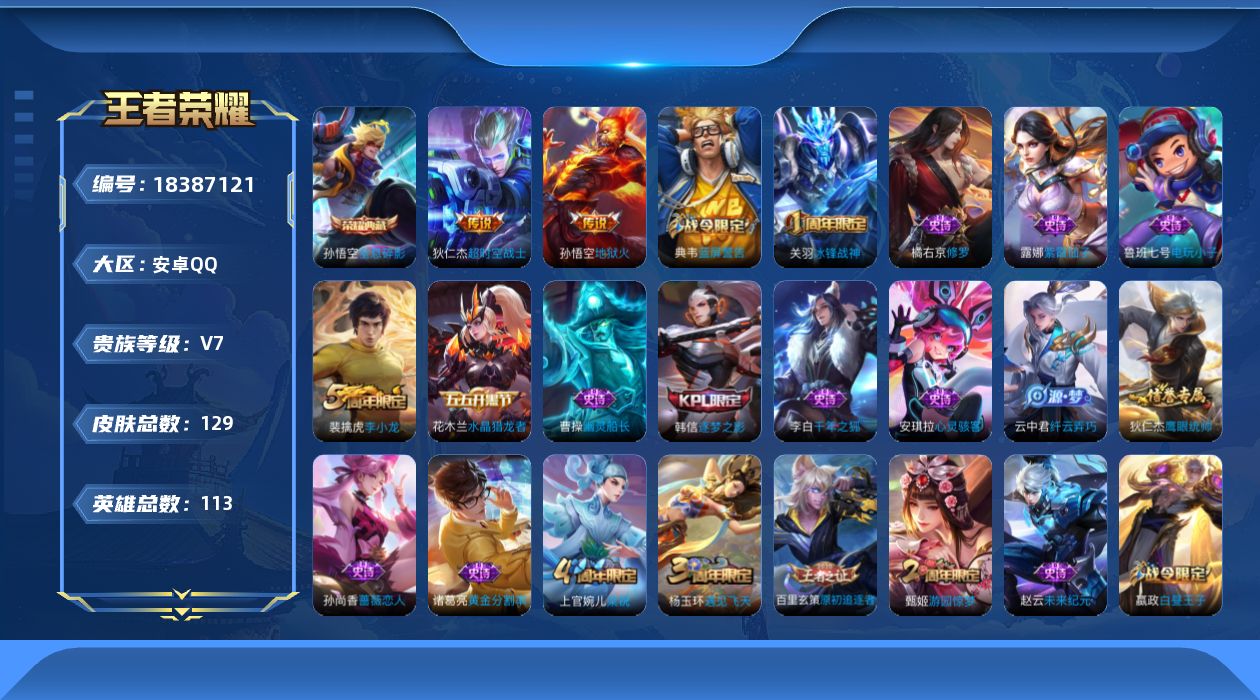 WZQM4291693王者荣耀账号详情图14