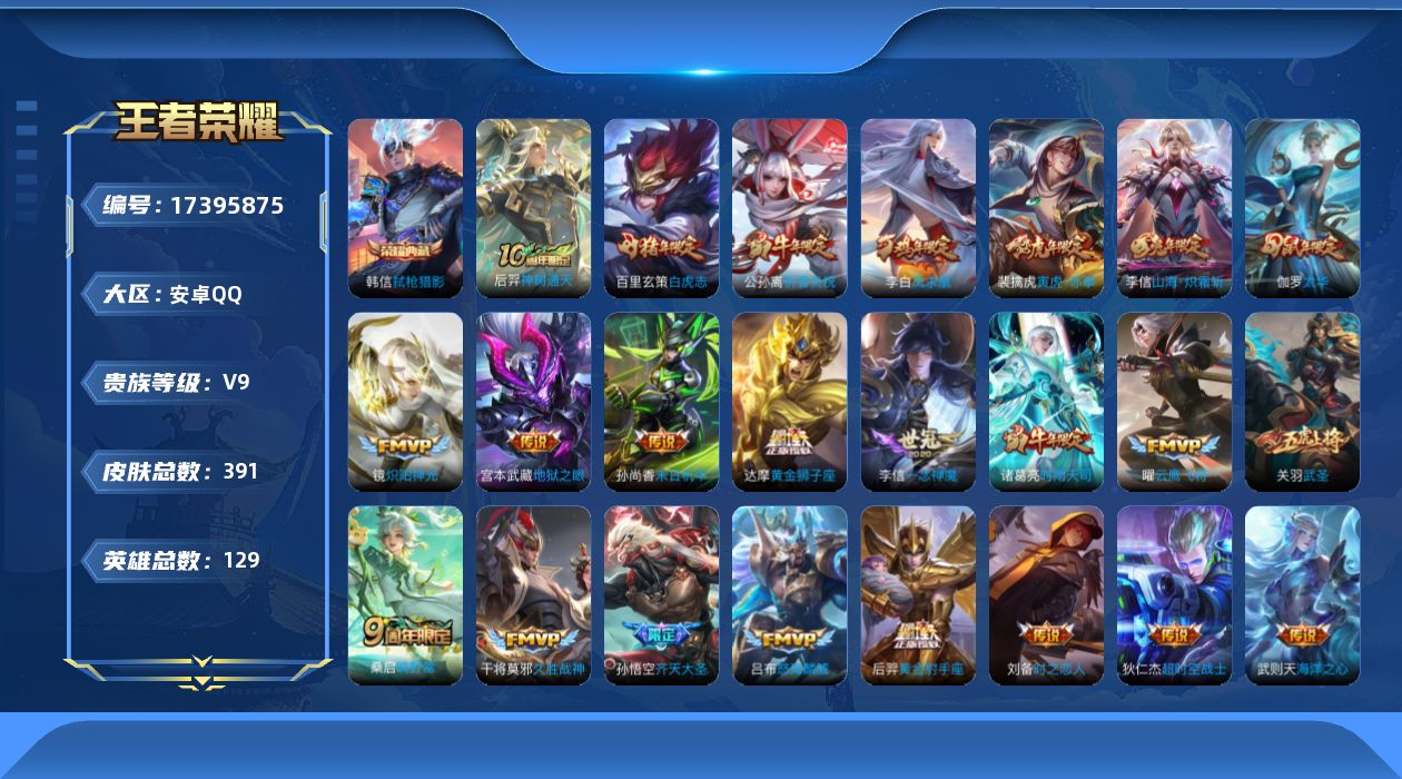 WZQM4207300王者荣耀账号详情图14