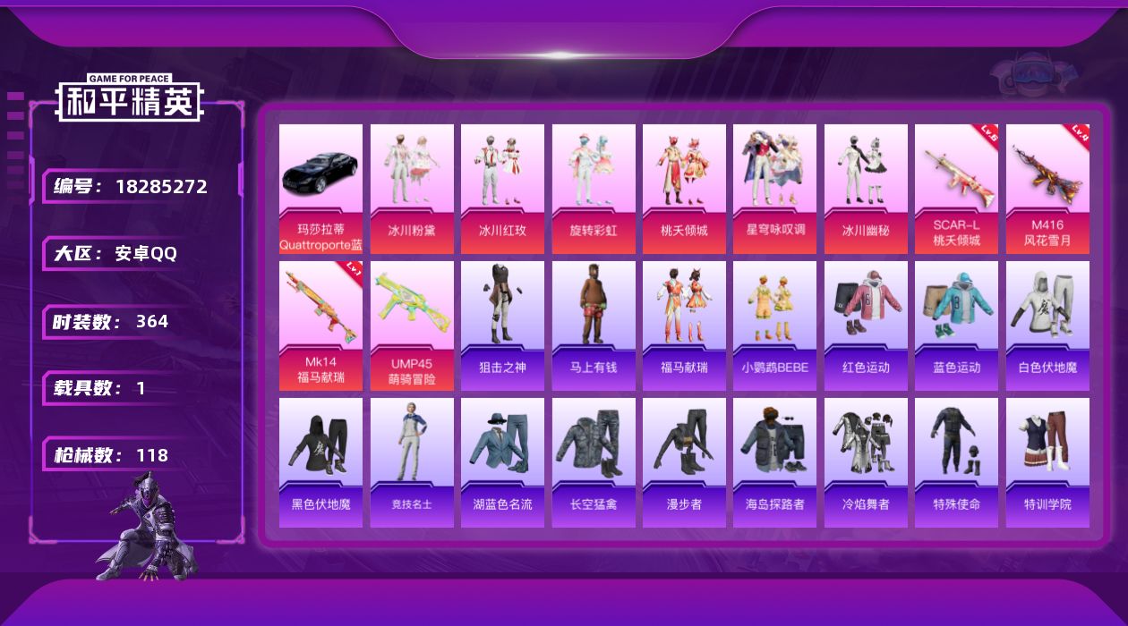 和平精英账号安卓QQ[18285272]6粉装 4特效枪 1载具 6印记 可二次 可修改实名 
【热门装扮】星穹咏叹调,