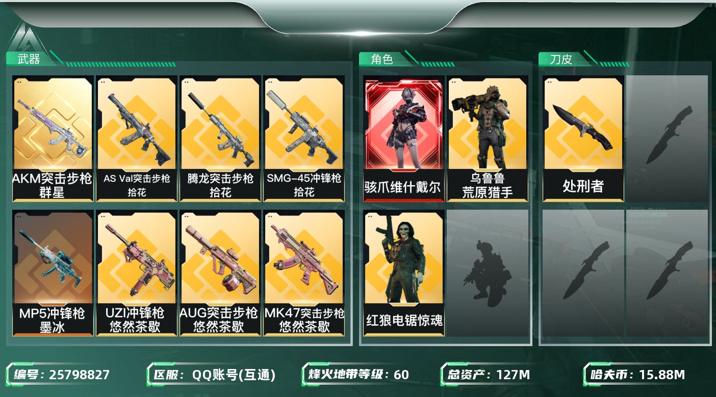 三角洲行动账号QQ[25798827]【8720】360681 福生 127m总资产-15880k哈夫币-60烽火等级