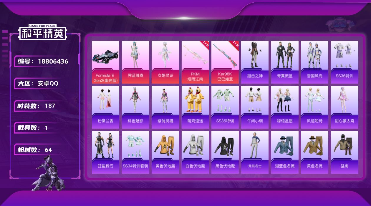 和平精英账号安卓QQ[18806436]2粉装 2特效枪 1载具 3印记 可二次 可修改实名 
【热门装扮】女娲灵识,霁