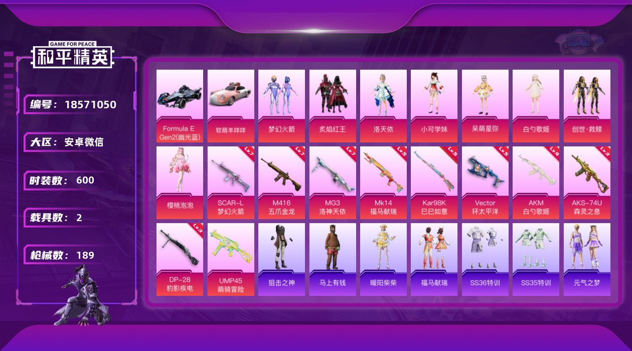 和平精英账号安卓微信[18571050]8粉装 10特效枪 2载具 16印记 可二次 可修改实名 
【热门装扮】樱桃泡泡