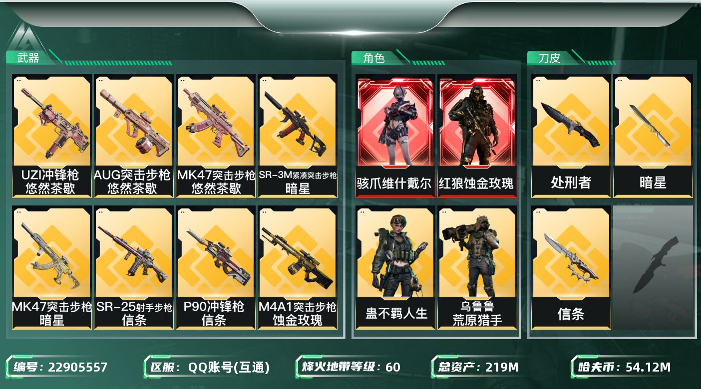 三角洲行动账号QQ【SJZEHC1365】EHC82897-6个六甲-8个六头-暗星-信条-蚀金玫瑰-维什戴尔-2刀皮
