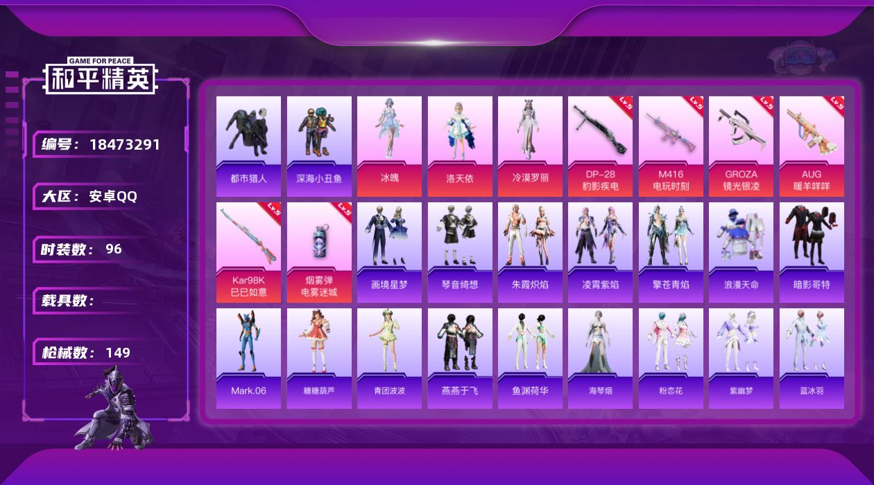 和平精英账号安卓QQ[18473291]可二次【特价出售/店主推荐】安卓 手Q-3粉装-8特效枪-2粉色飞行器-39985热力值-5王牌印记-96套装-149枪皮【热门品类】：套装-浪漫天命，套装-都市猎人，套装-深海小