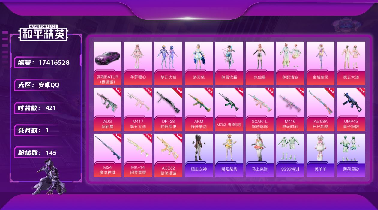 和平精英账号安卓QQ8粉装 12特效枪 1载具 2印记 可二次 可修改实名 
【热门装扮】羊梦糖心,梦幻火箭(新101)