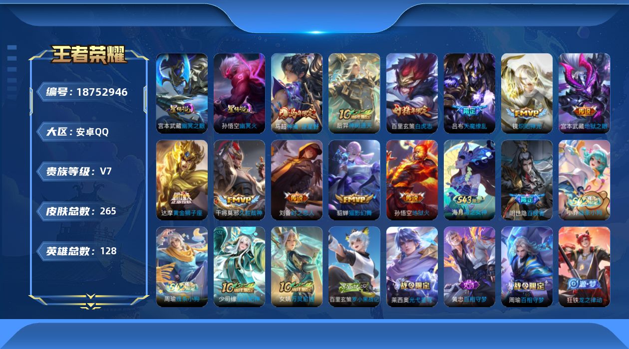 WZQM4309520王者荣耀账号详情图17
