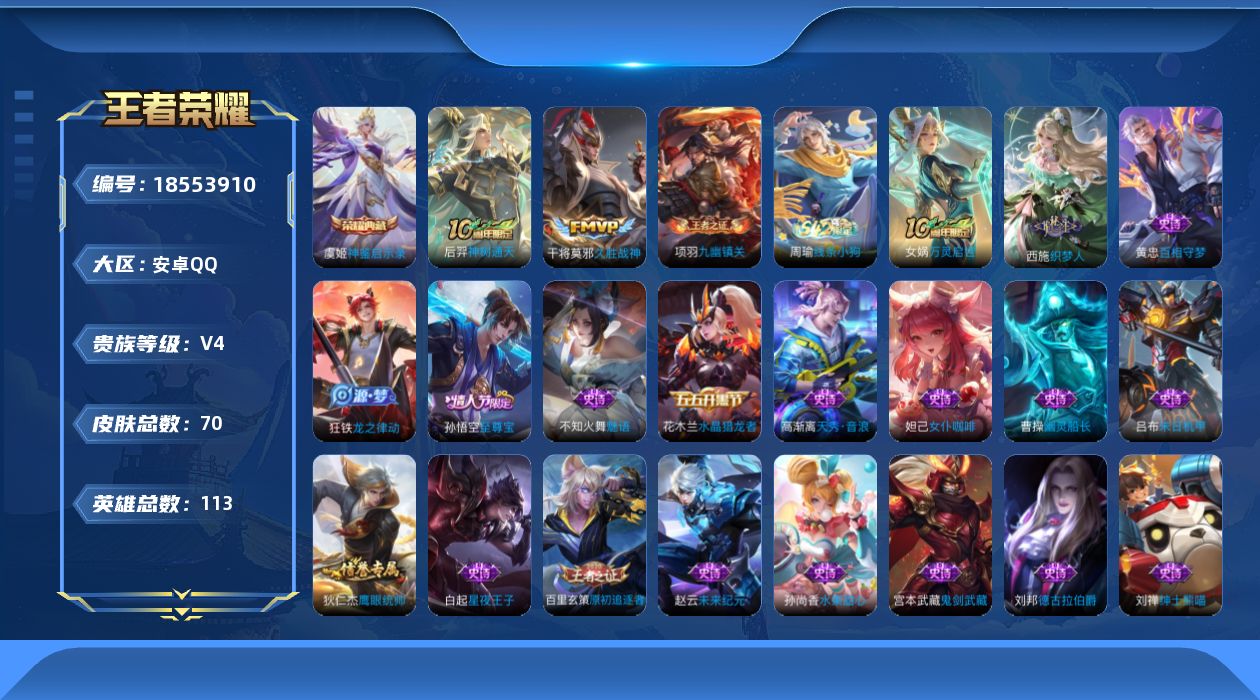 WZQM4296890王者荣耀账号详情图13