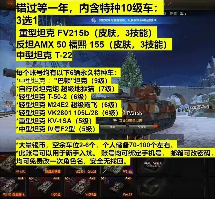 坦克世界国服10级金币车账号