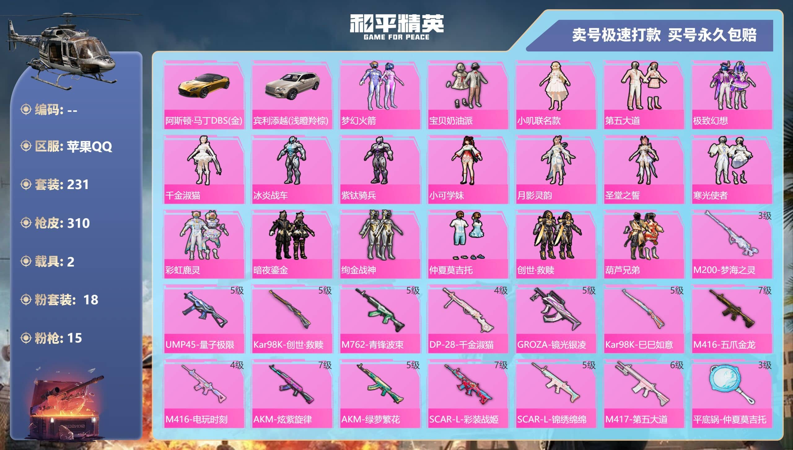 HPQM3146249和平精英账号详情图5 HPQM3146249和平精英账号详情图5