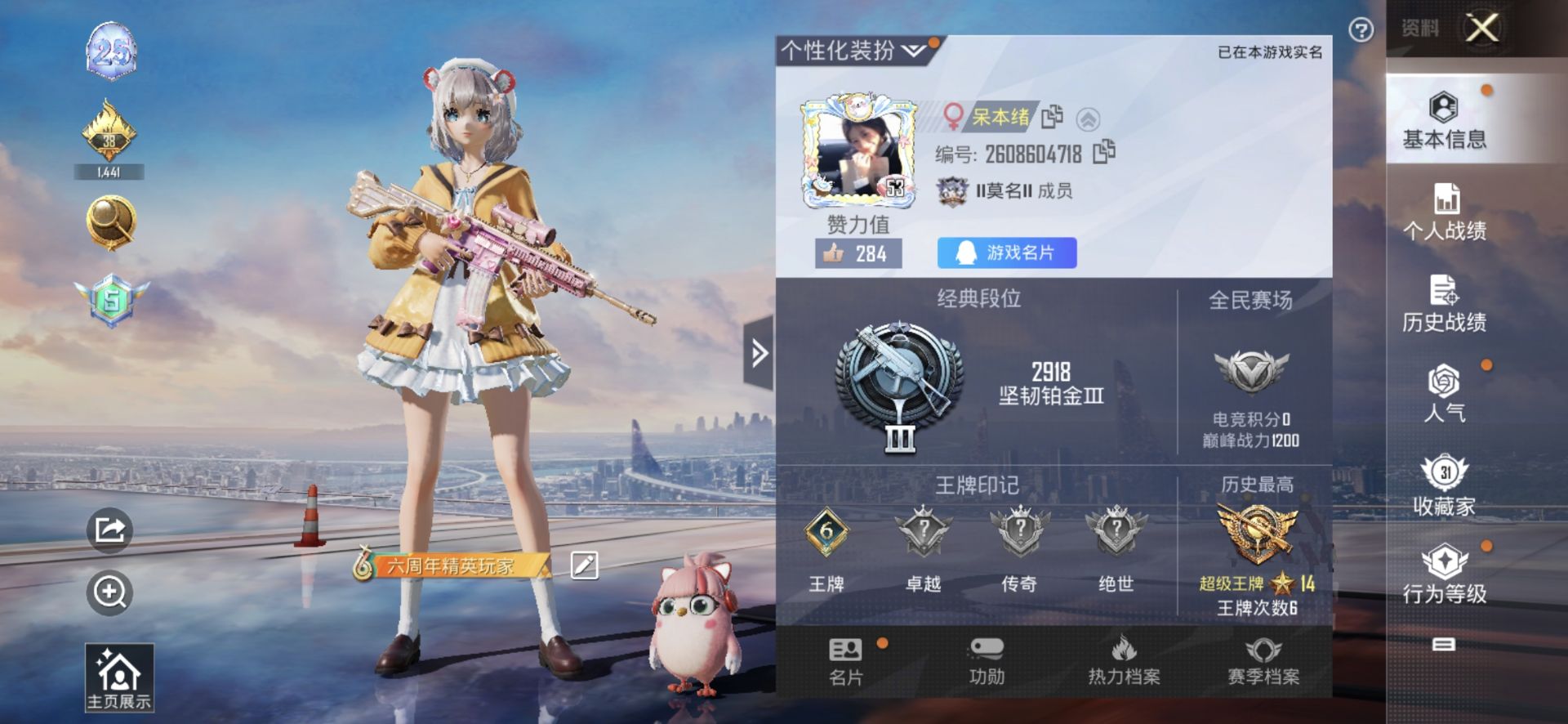 1975395- 不可二次 安卓Q-23184热力值【小女号 雪国 猪妹 呆萌 双马尾 寒光使者 雪绒豹 粉团憨憨 M4心之恋语 雪国头盔背包 10粉3枪】 6王牌印记 历史超级王牌14星 48套装