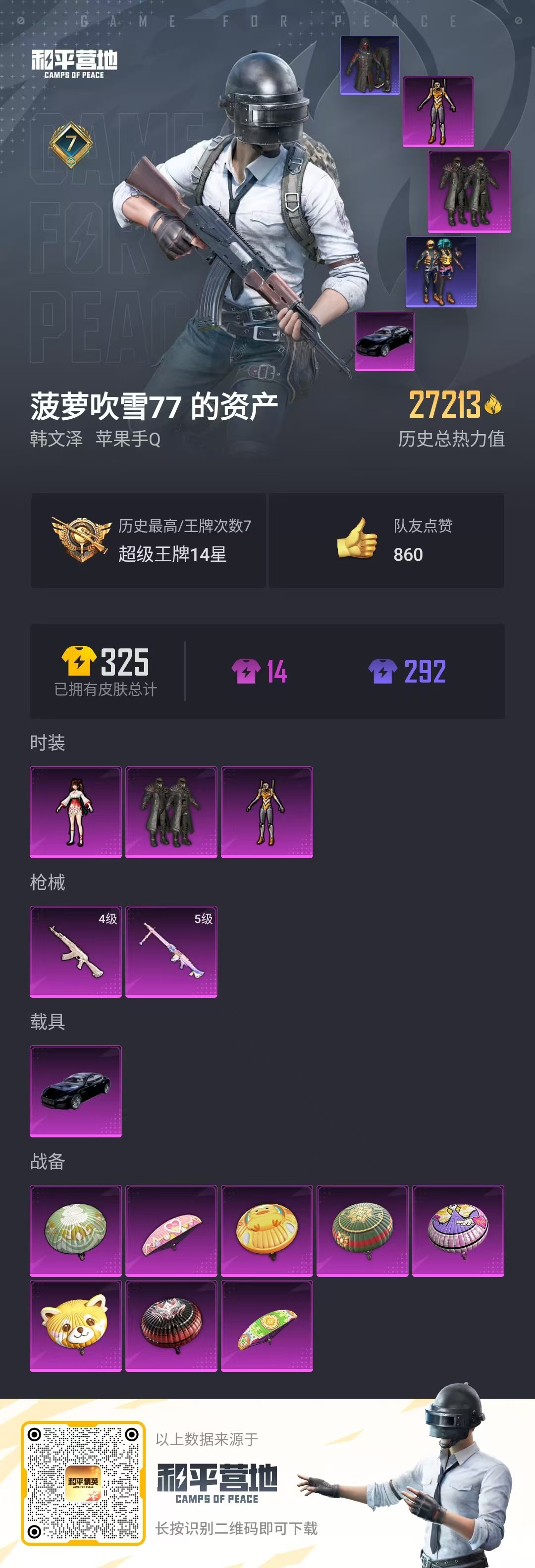 HPQK3267500和平精英账号详情图4