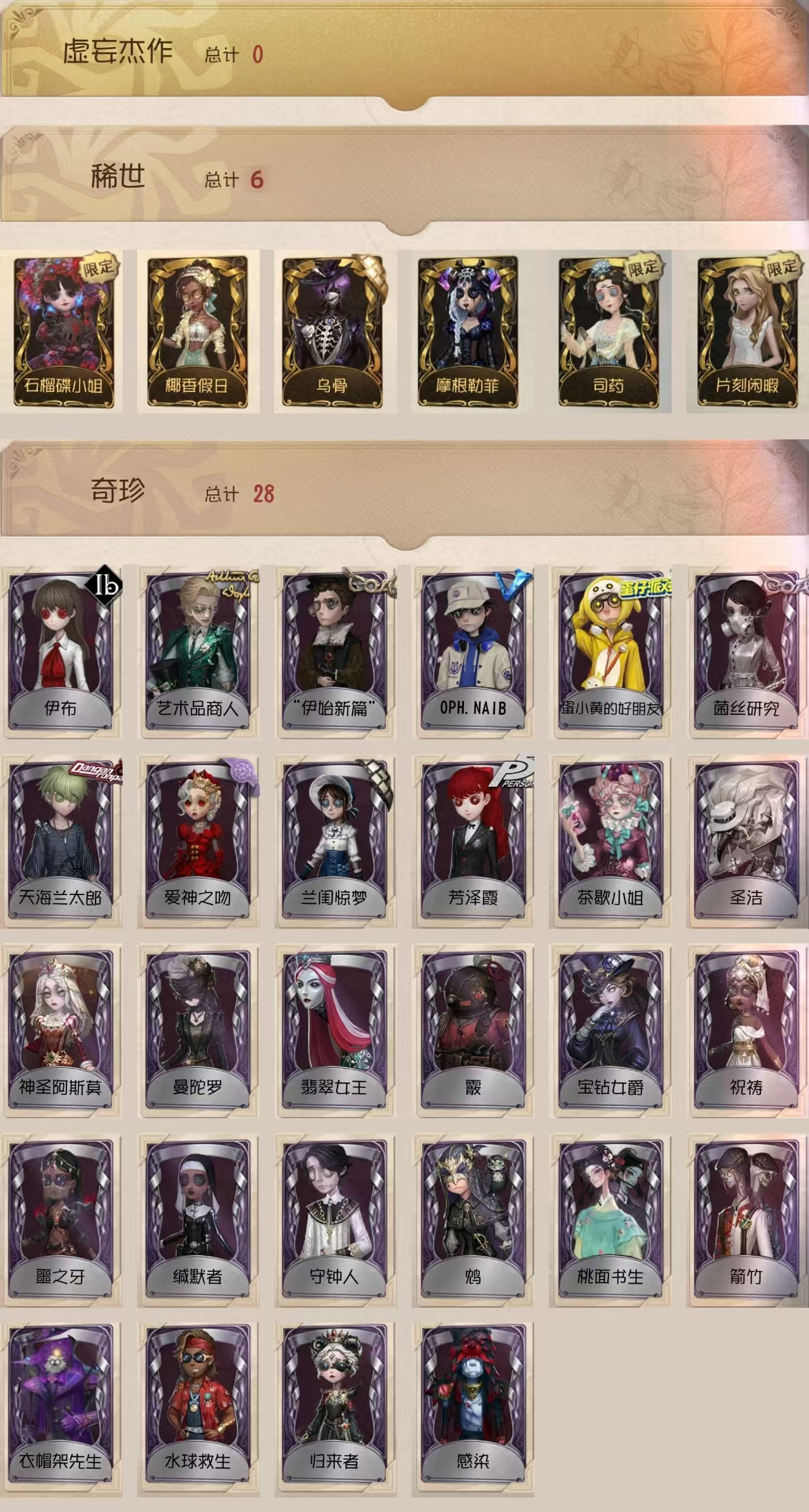yyrg1660第五人格4399 6金28...