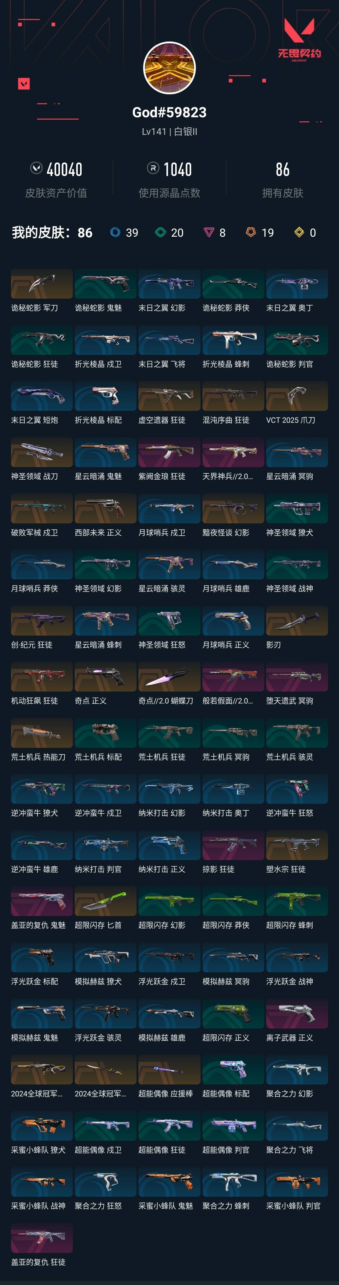 WWQYYH313760无畏契约账号详情图2