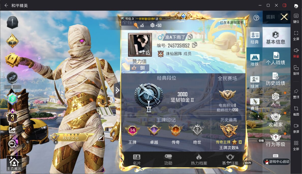 HPQM3338421和平精英账号详情图4