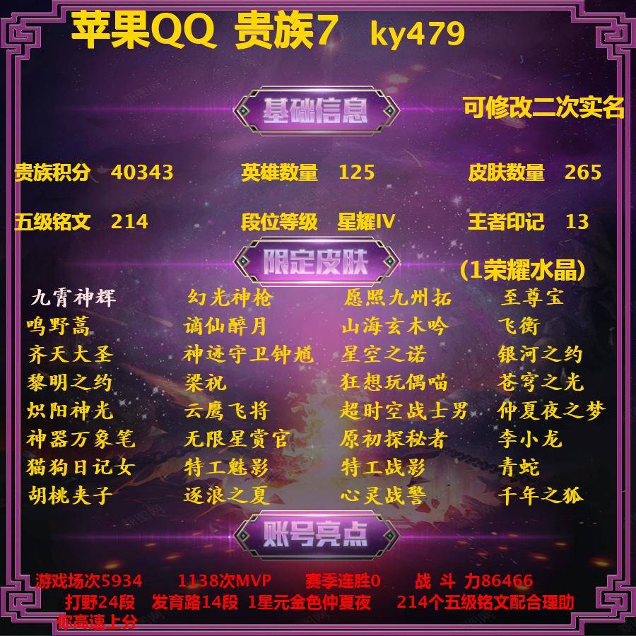 WZKG449117王者荣耀账号详情图2