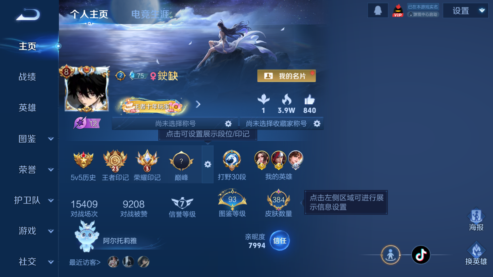 王者荣耀账号安卓QQ127英雄-384皮肤-V8-384皮肤3典藏1无双35传说 打野30段 发育路30段 金标韩信 金