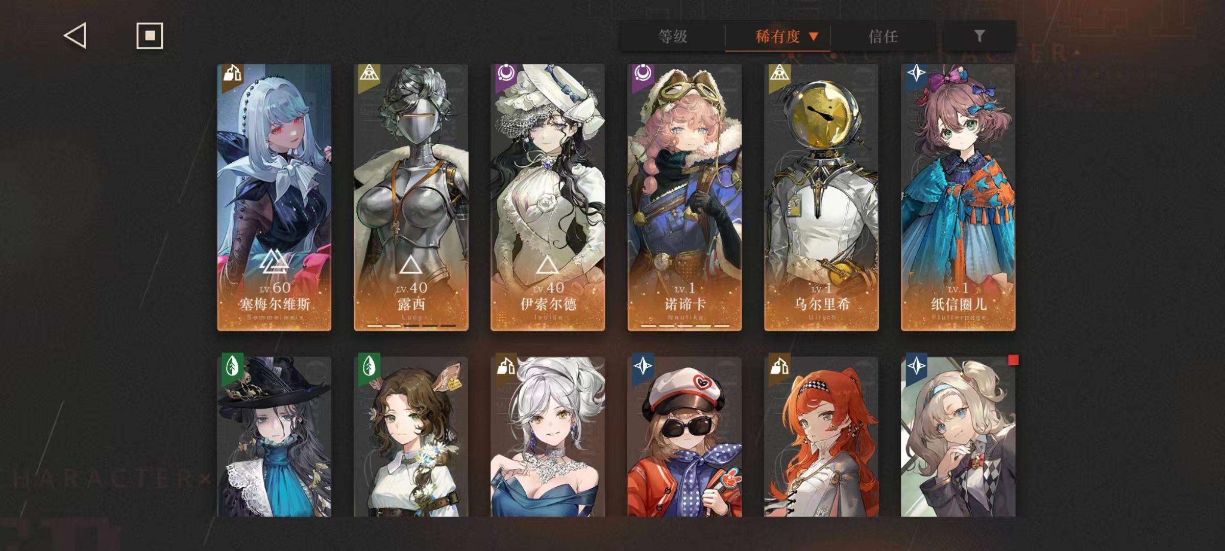 拥有六星角色：塞梅尔维斯 伊索尔德 乌尔里...