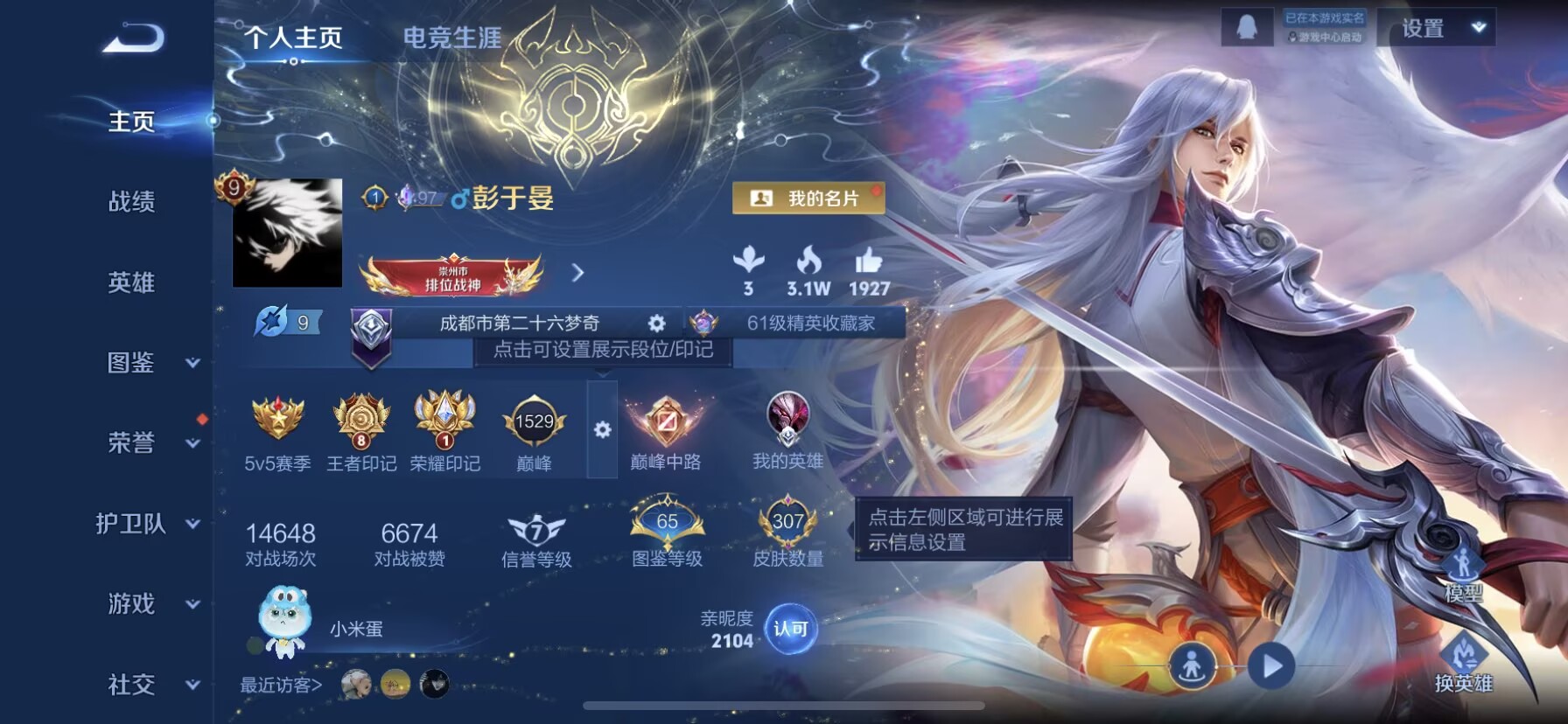 王者荣耀账号苹果QQ[13598955]DAS6722 苹果Q-V9(差66446到v10)-307皮肤3典藏1星传说1