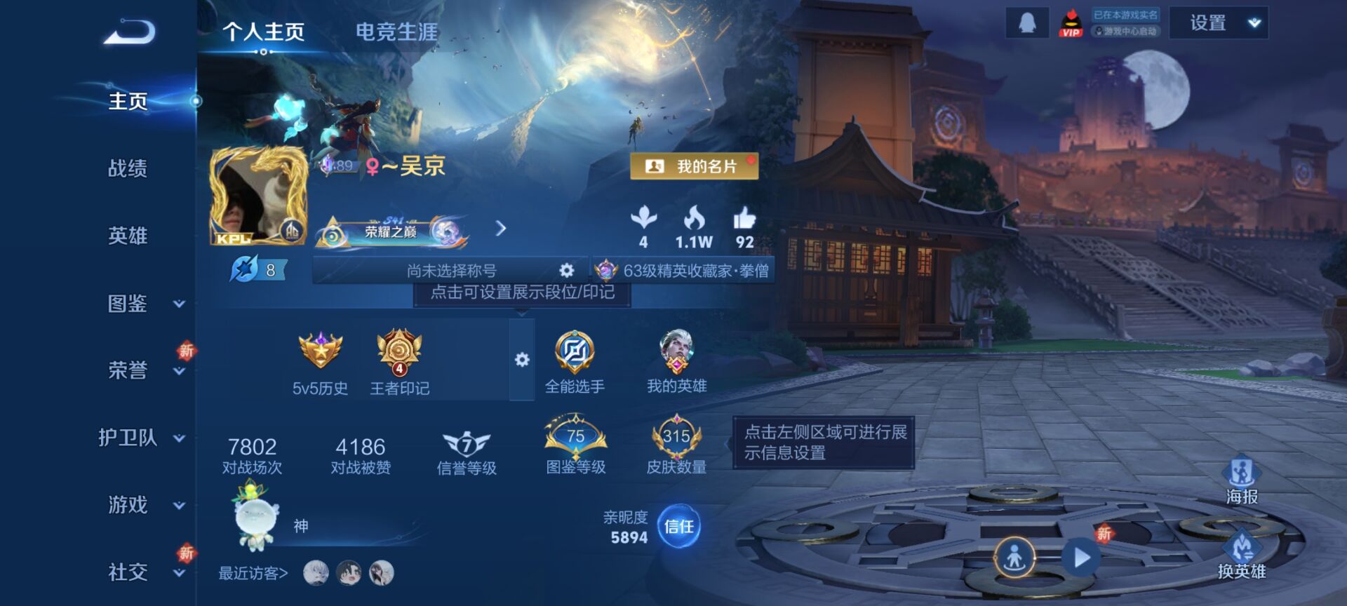 王者荣耀账号安卓QQ[13663428]"DAS6740 安卓Q-V9(差59958到v10)-315皮肤3典藏2无双4