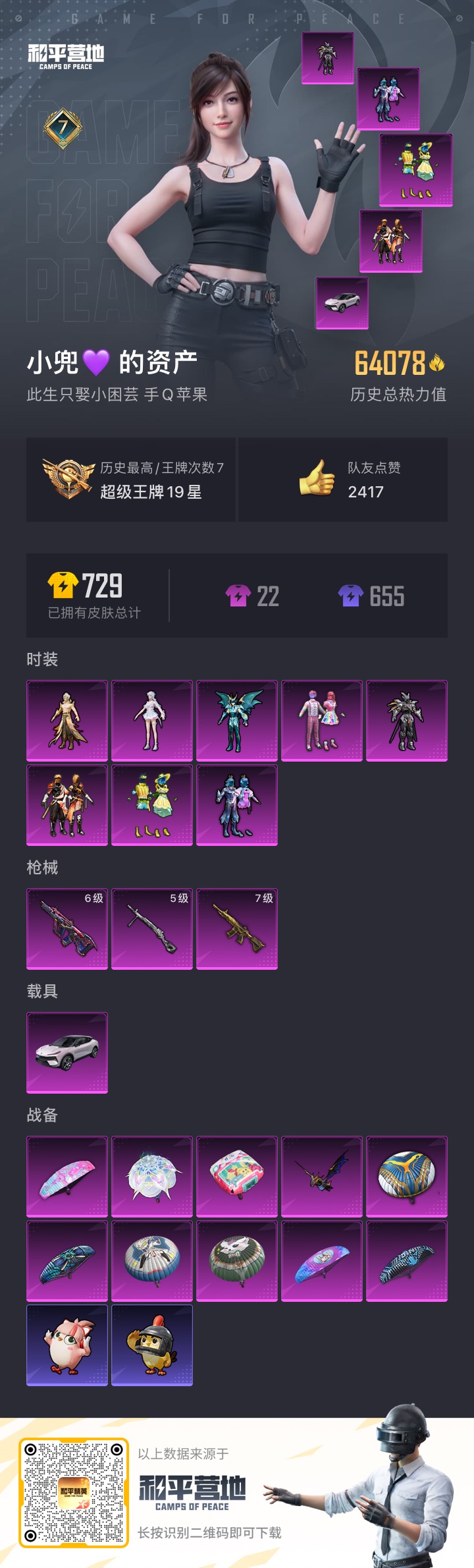 和平精英账号苹果QQ1载具-0套装-197枪皮-1稀有1载具8粉装3特效枪7印记【1稀有】奇异狩猎者【1载具】路特斯EL