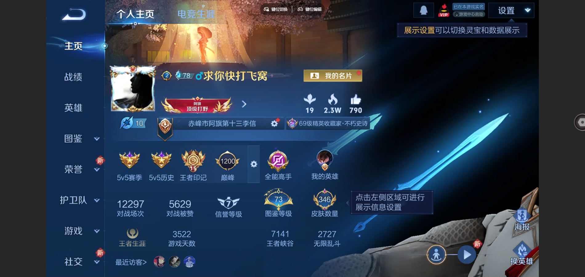 王者荣耀账号苹果QQ127英雄-346皮肤-V8-346皮肤2典藏12传说 2星传说 幽冥之眼 金色仲夏夜【典藏】 鸣剑